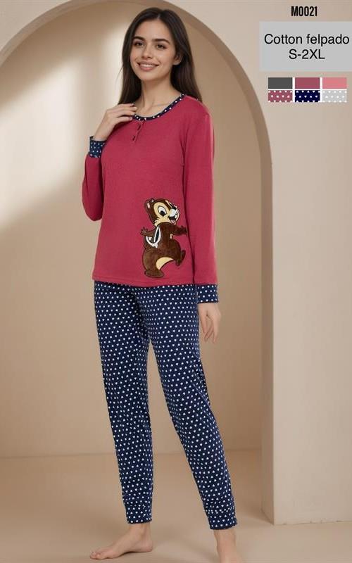 M0021 Pijama de mujer juvenil afelpado.