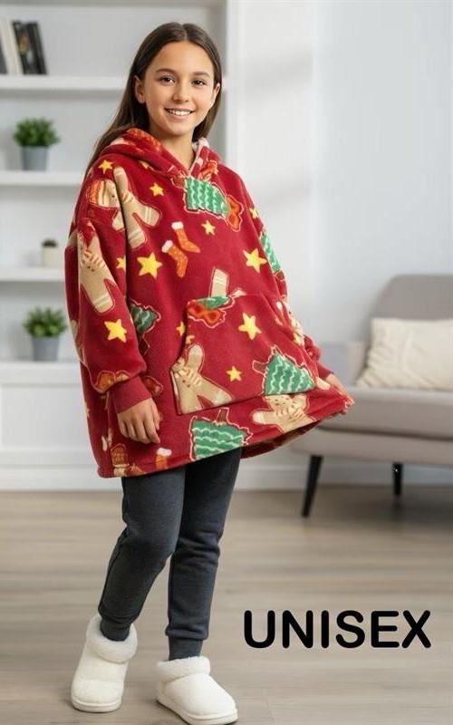 C1314 Poncho infantil unisex con motivos navideños
