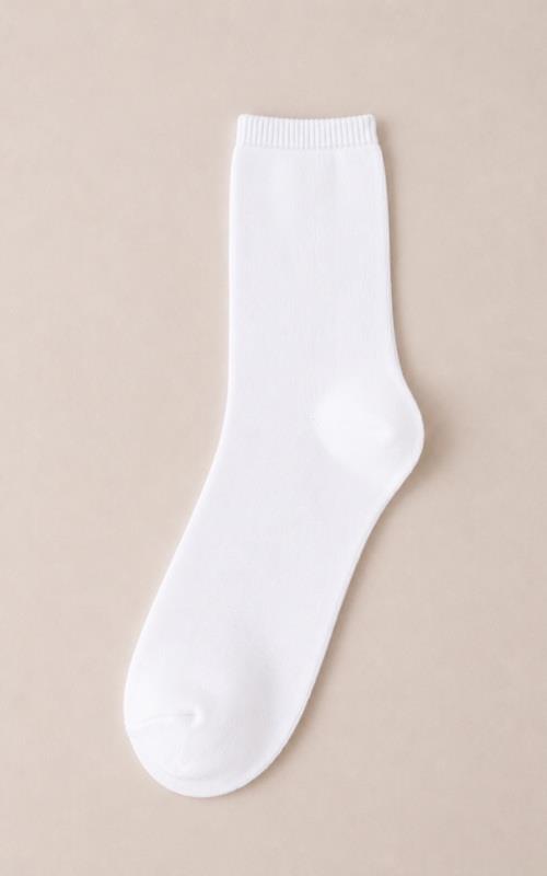 LS600-2 Calcetín de mujer liso en blanco