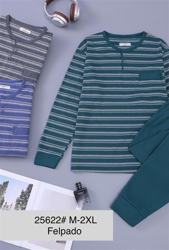 25622 Pijama afelpado a rayas para hombre