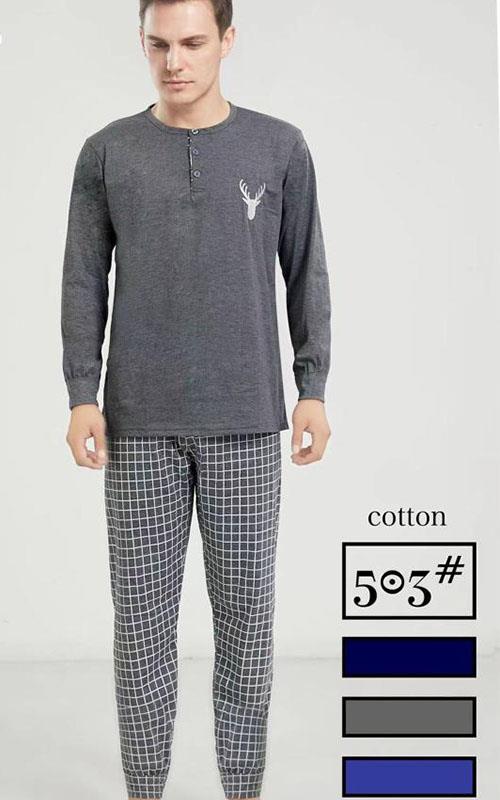 503 Pijama fino para hombre, con pantalón a cuadros