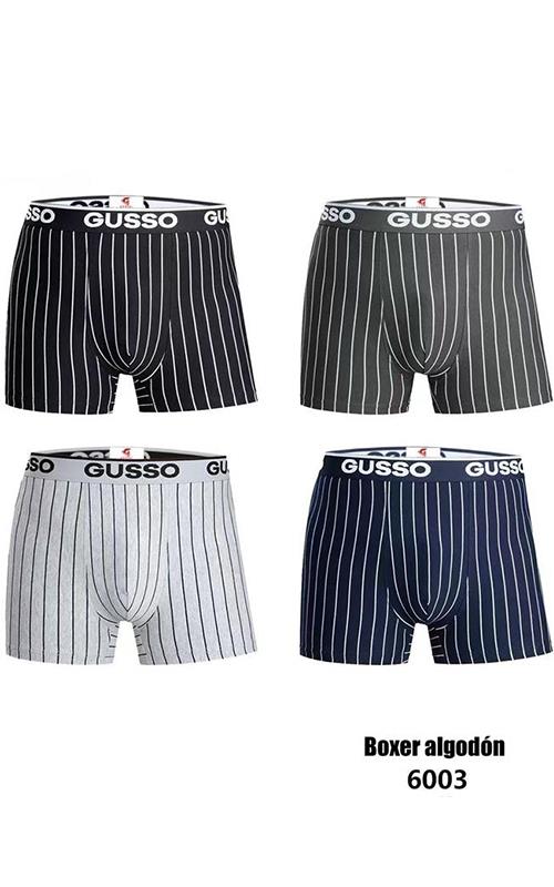 6003 Boxer de algodón a rayas para hombre.