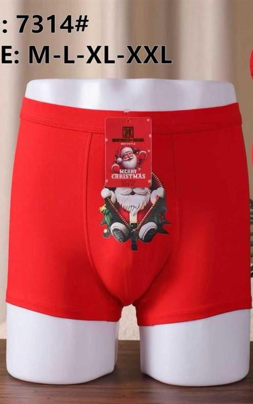 7314 Boxer de algodón navideño para hombre en rojo. 