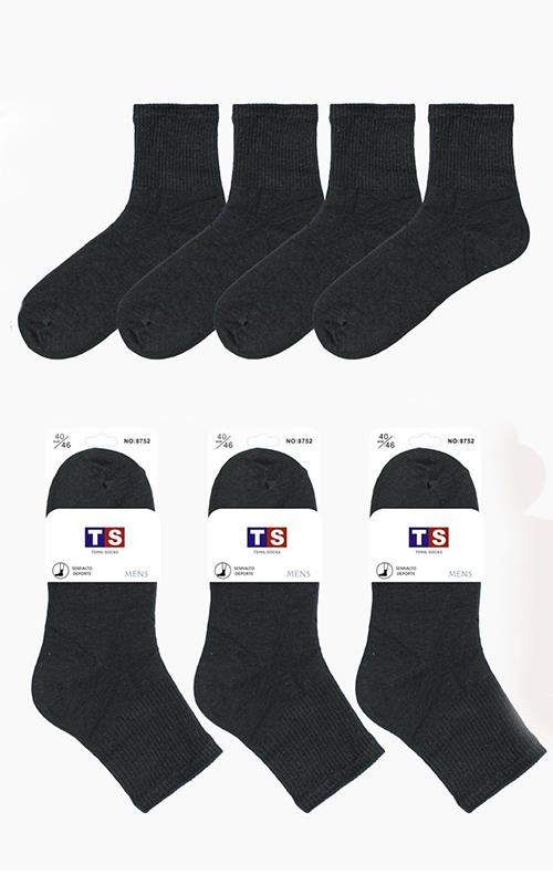 8752-6 Calcetín de media caña de algodón para hombre.