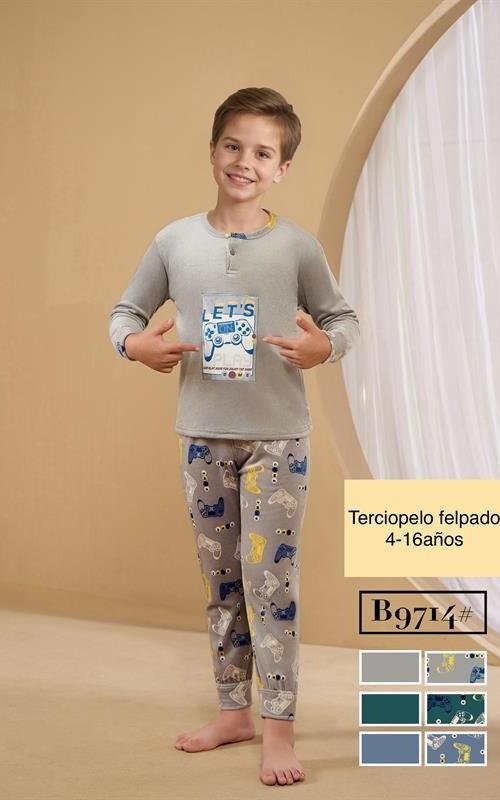 B9714 Pijama de terciopelo afelpado para niños