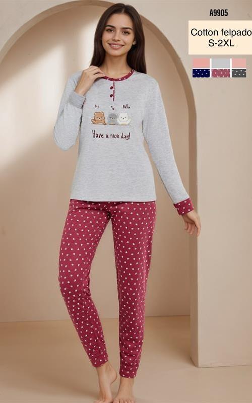 A9905 Pijama mujer afelpado con dibujo.