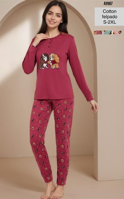 A9907 Pijama mujer afelpado con dibujo.