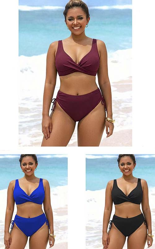 3505 Bikini liso sin aro con braga alta ajustable