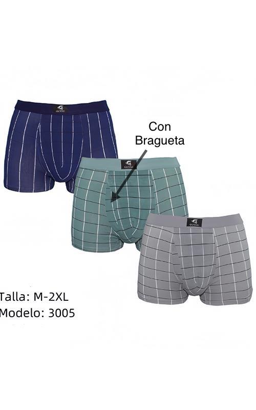 3005 Bóxer de algodón con dibujo para hombre.