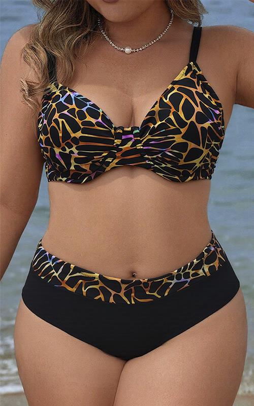 2653 Bikini estampado con aro y braga alta moldeadora