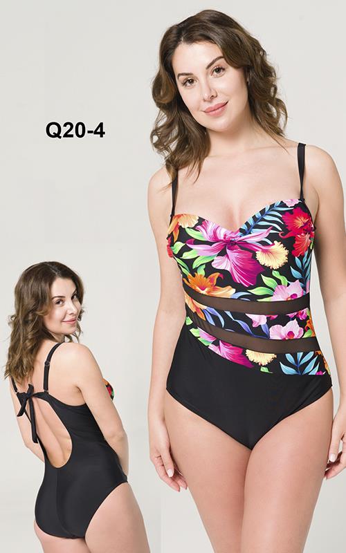 Q20-4 Bañador bandeau floral para mujer.