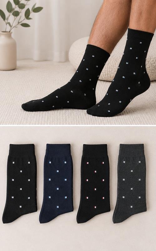 YK7071 Pack de calcetines de vestir para hombre con microestampado