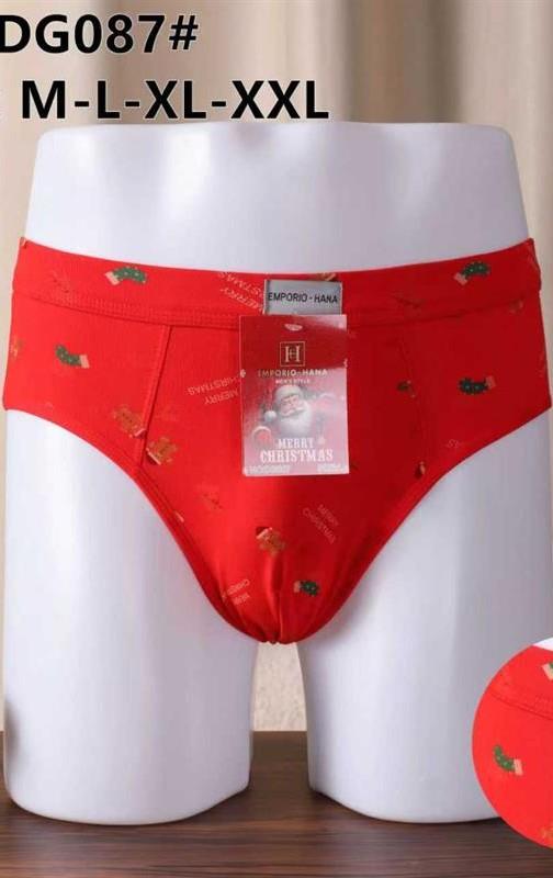 DG087 Slip de algodón navideño para hombre en rojo. 