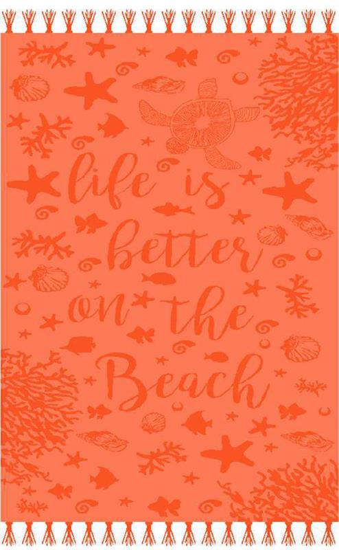 899-5 Toalla de playa con dibujo en color naranja.