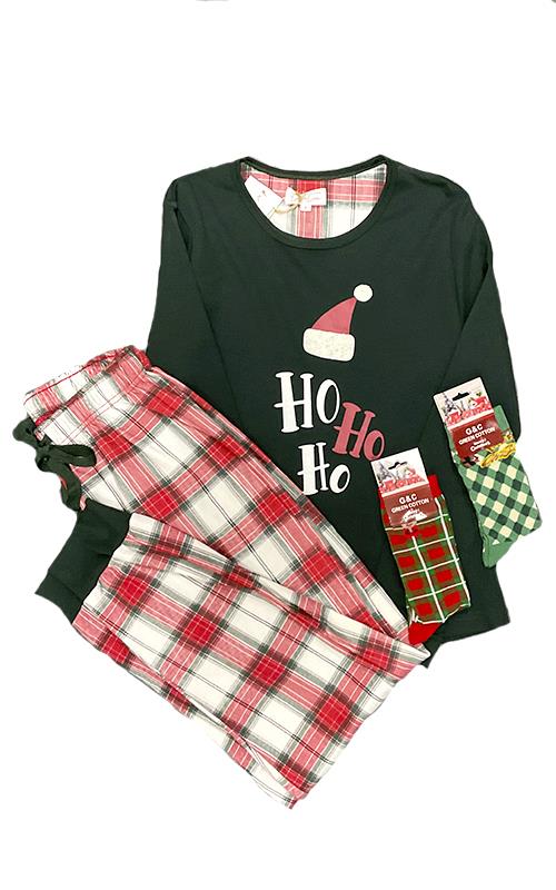 N01-4 Conjunto navideño para mujer, de pijama más calcetines a juego.