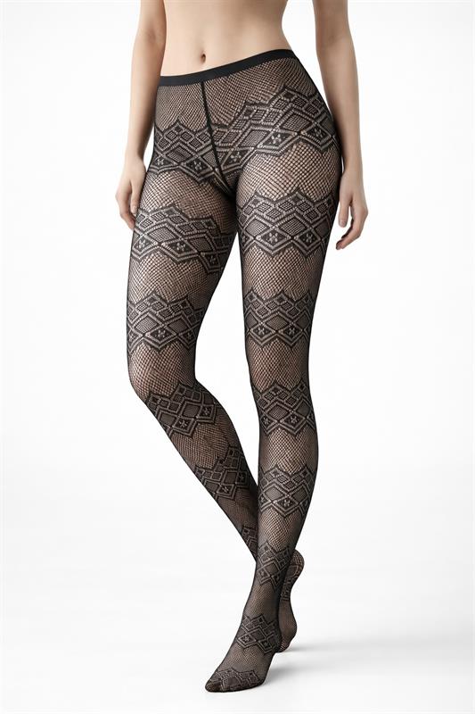 3 Panty fantasia con dibujo geométrico calado 